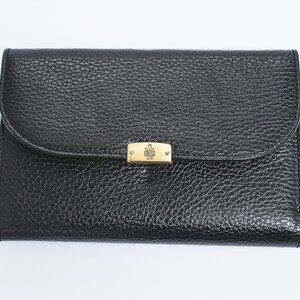 Mark Cross Black Pebbled Leather Wallet Clutch - Vintage NWT